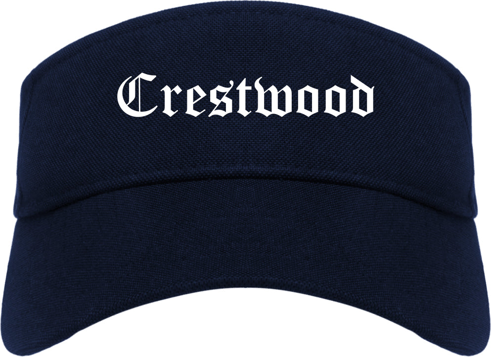 Crestwood Illinois IL Old English Mens Visor Cap Hat Navy Blue