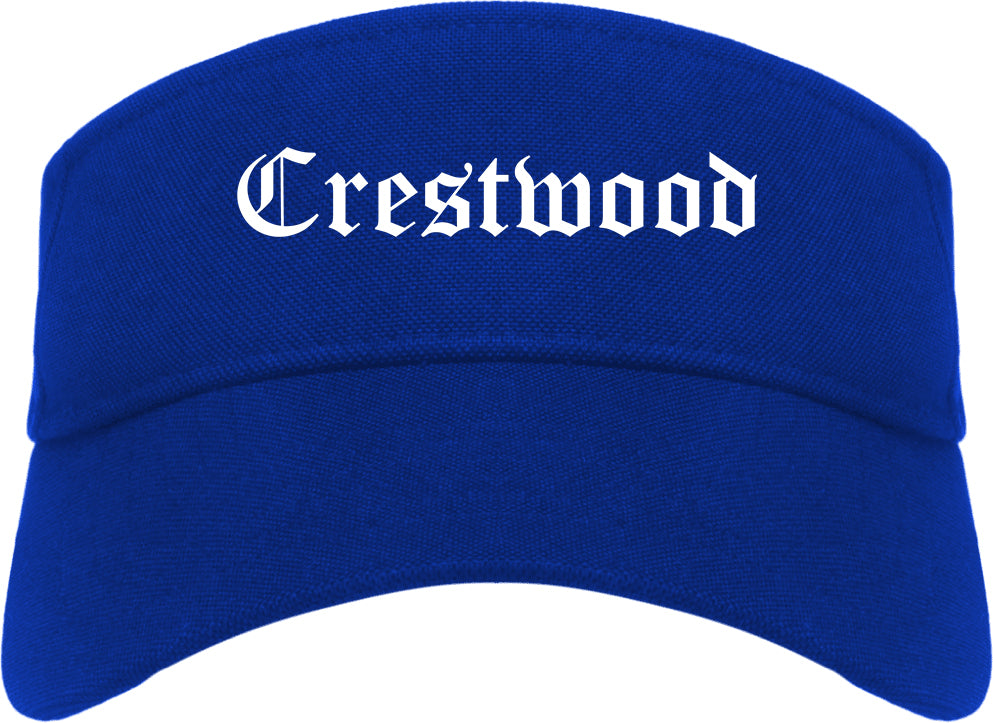 Crestwood Illinois IL Old English Mens Visor Cap Hat Royal Blue