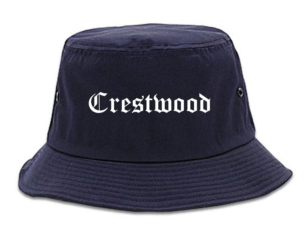 Crestwood Missouri MO Old English Mens Bucket Hat Navy Blue