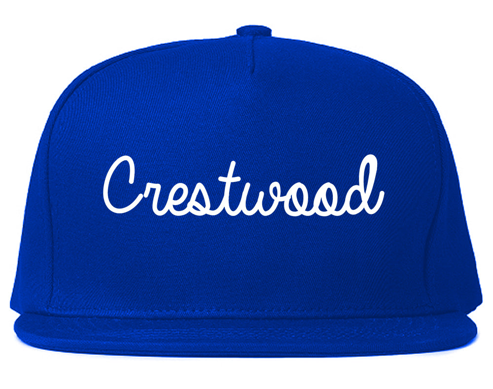 Crestwood Missouri MO Script Mens Snapback Hat Royal Blue