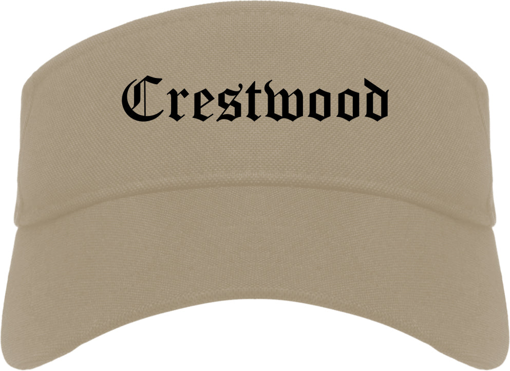 Crestwood Missouri MO Old English Mens Visor Cap Hat Khaki