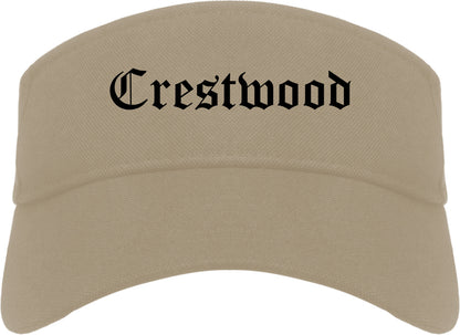 Crestwood Missouri MO Old English Mens Visor Cap Hat Khaki