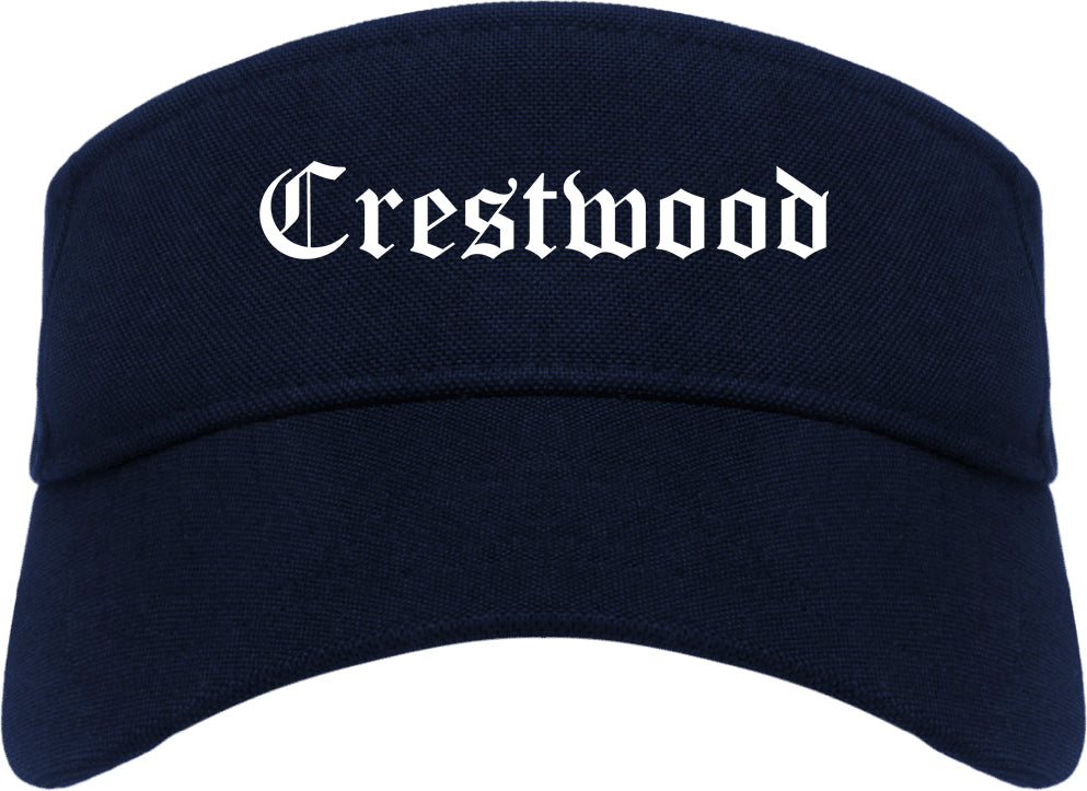 Crestwood Missouri MO Old English Mens Visor Cap Hat Navy Blue