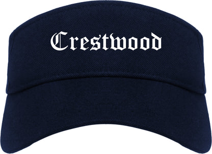 Crestwood Missouri MO Old English Mens Visor Cap Hat Navy Blue