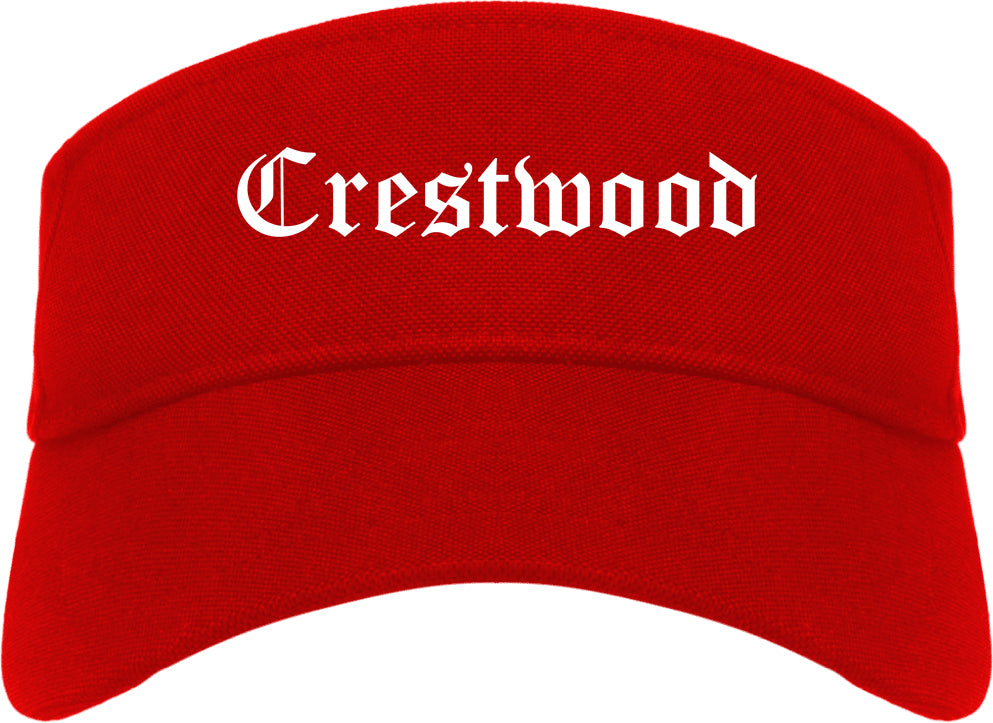 Crestwood Missouri MO Old English Mens Visor Cap Hat Red