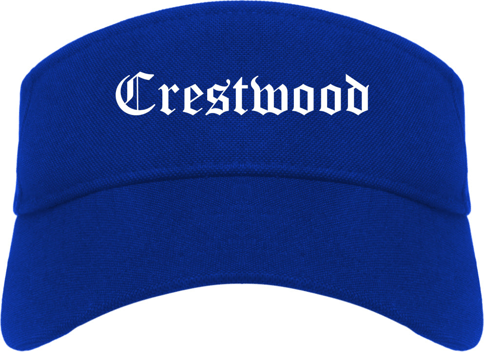 Crestwood Missouri MO Old English Mens Visor Cap Hat Royal Blue