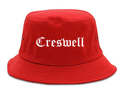 Creswell Oregon OR Old English Mens Bucket Hat Red