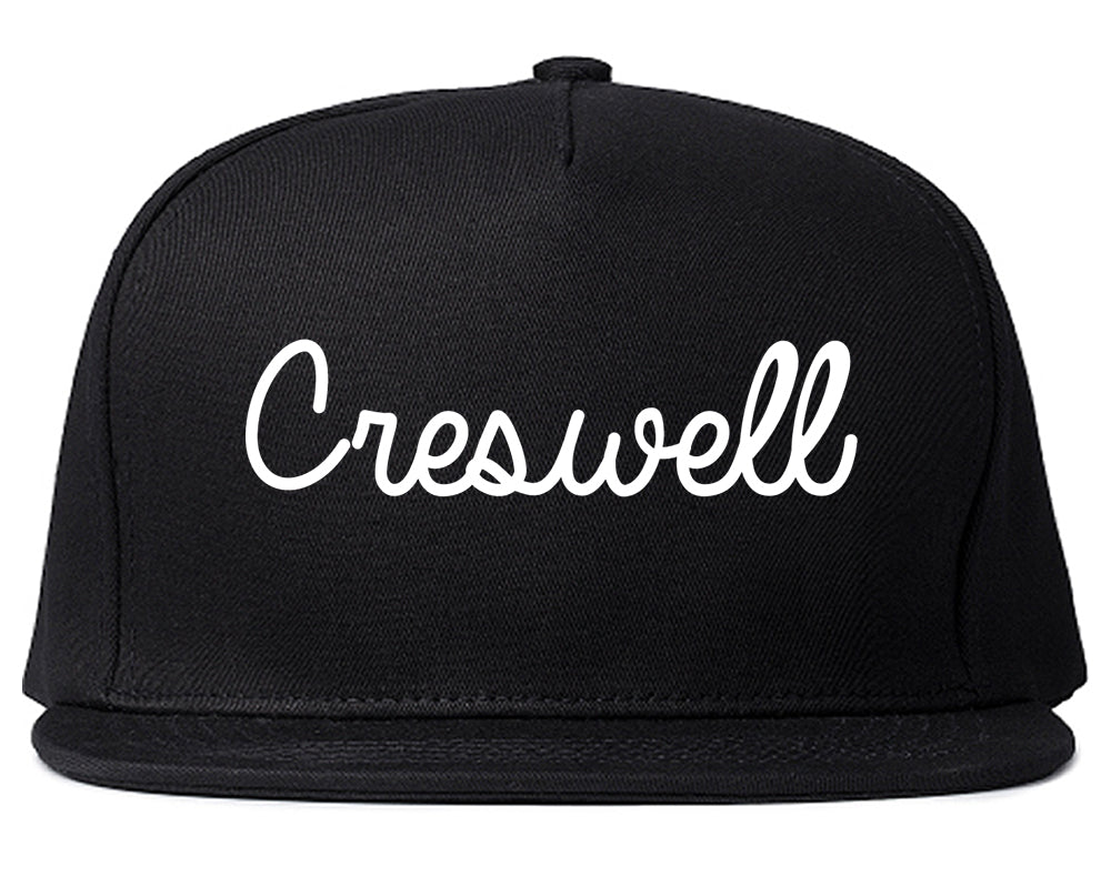 Creswell Oregon OR Script Mens Snapback Hat Black