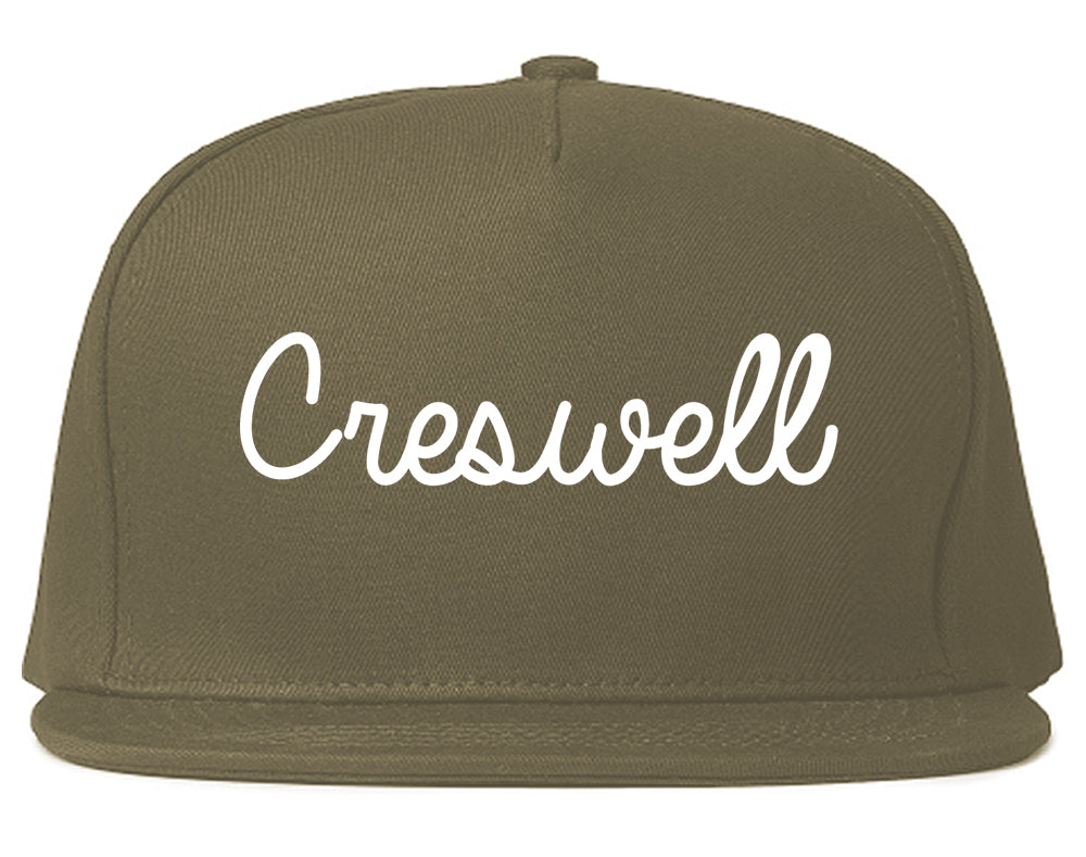 Creswell Oregon OR Script Mens Snapback Hat Grey