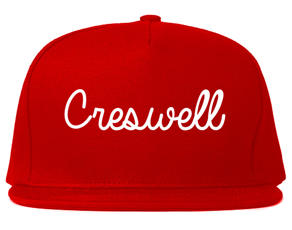 Creswell Oregon OR Script Mens Snapback Hat Red