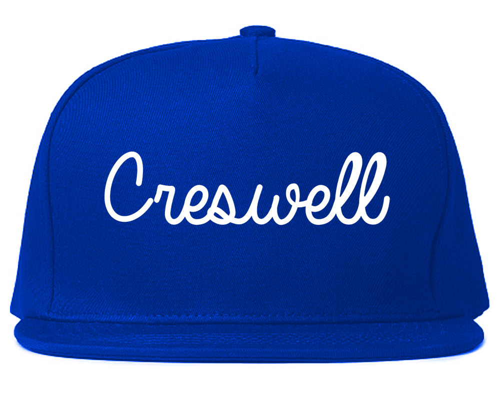 Creswell Oregon OR Script Mens Snapback Hat Royal Blue