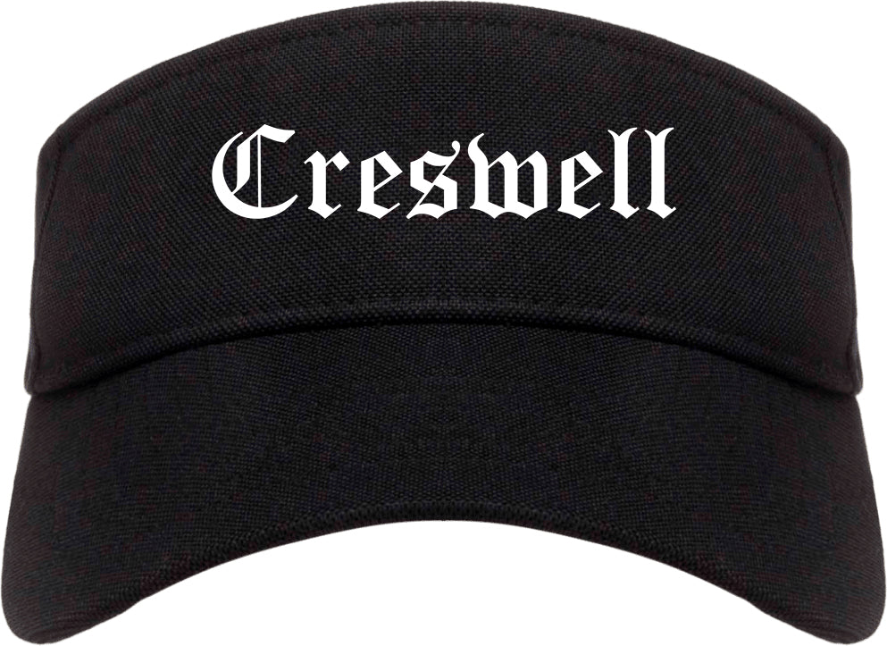 Creswell Oregon OR Old English Mens Visor Cap Hat Black