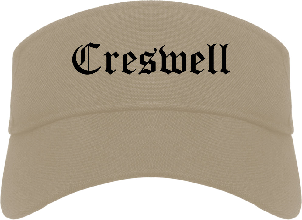Creswell Oregon OR Old English Mens Visor Cap Hat Khaki