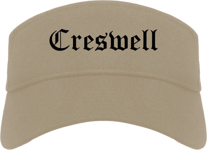 Creswell Oregon OR Old English Mens Visor Cap Hat Khaki
