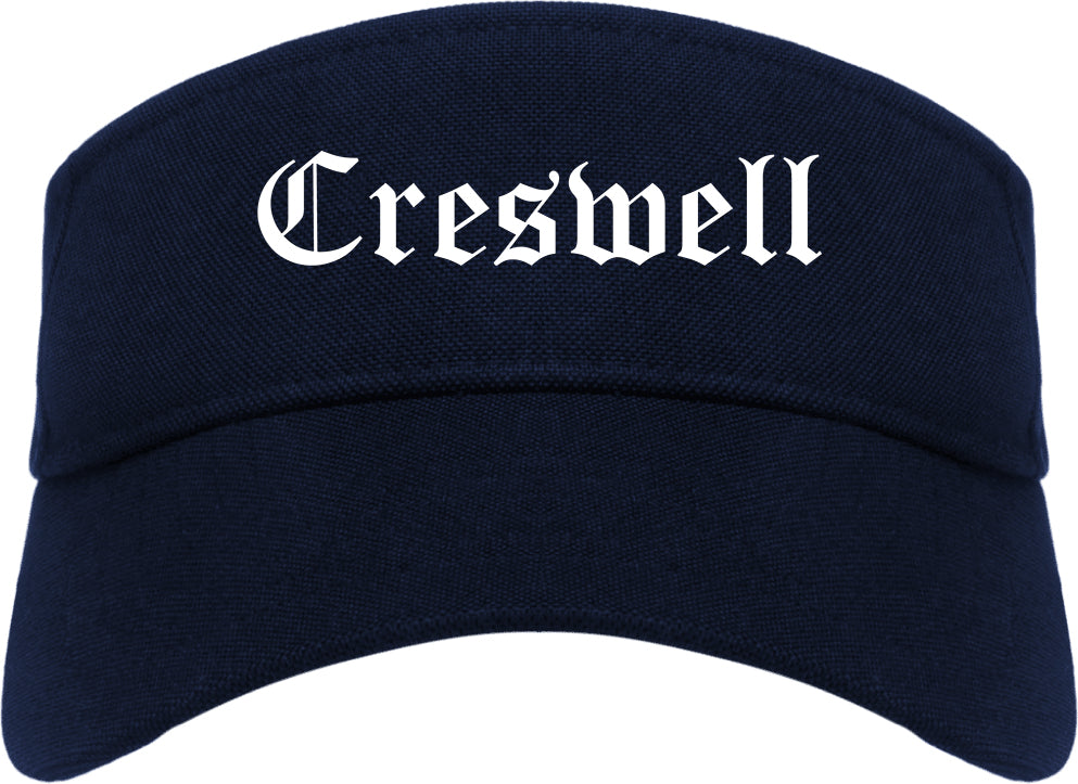 Creswell Oregon OR Old English Mens Visor Cap Hat Navy Blue