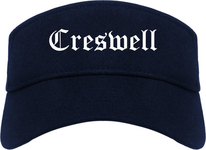Creswell Oregon OR Old English Mens Visor Cap Hat Navy Blue