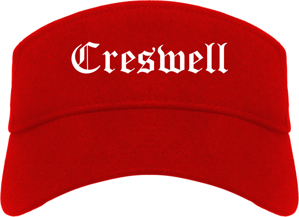 Creswell Oregon OR Old English Mens Visor Cap Hat Red