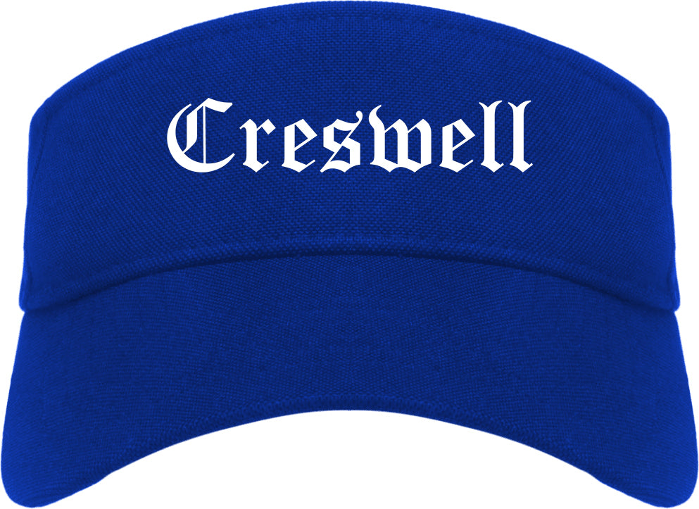 Creswell Oregon OR Old English Mens Visor Cap Hat Royal Blue