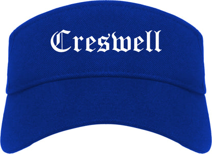 Creswell Oregon OR Old English Mens Visor Cap Hat Royal Blue