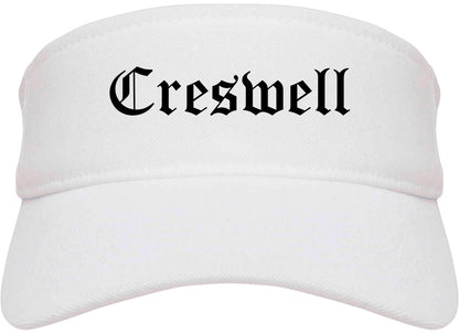 Creswell Oregon OR Old English Mens Visor Cap Hat White