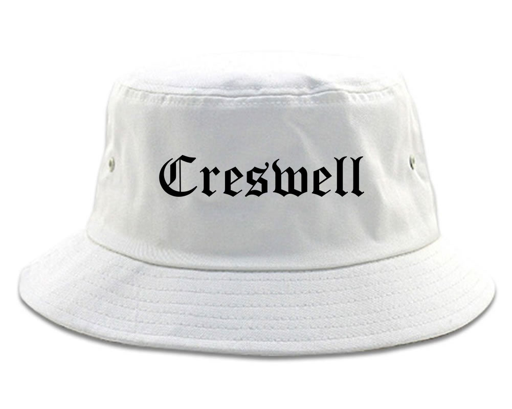 Creswell Oregon OR Old English Mens Bucket Hat White