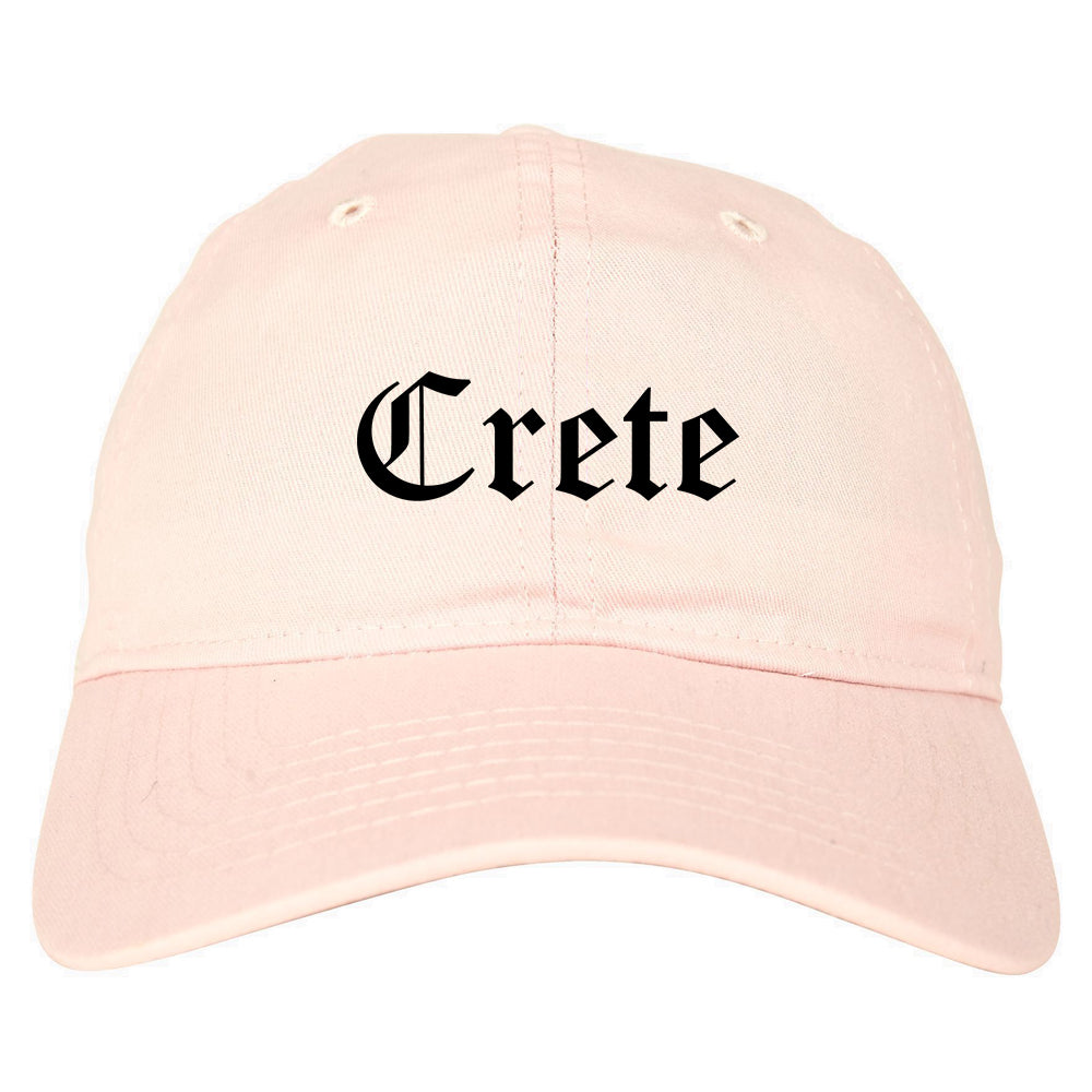 Crete Illinois IL Old English Mens Dad Hat Baseball Cap Pink
