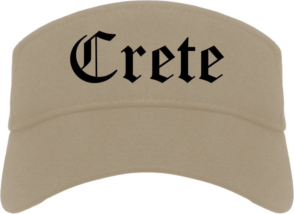 Crete Illinois IL Old English Mens Visor Cap Hat Khaki