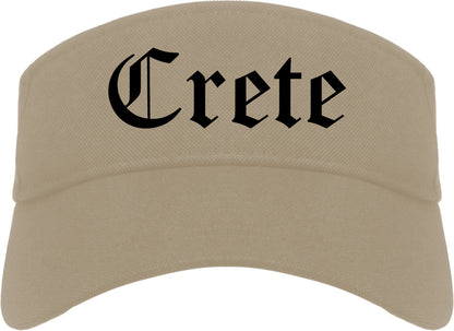 Crete Illinois IL Old English Mens Visor Cap Hat Khaki