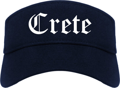 Crete Illinois IL Old English Mens Visor Cap Hat Navy Blue