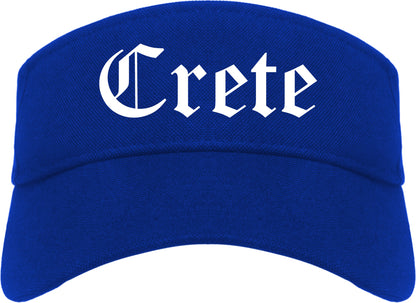 Crete Illinois IL Old English Mens Visor Cap Hat Royal Blue