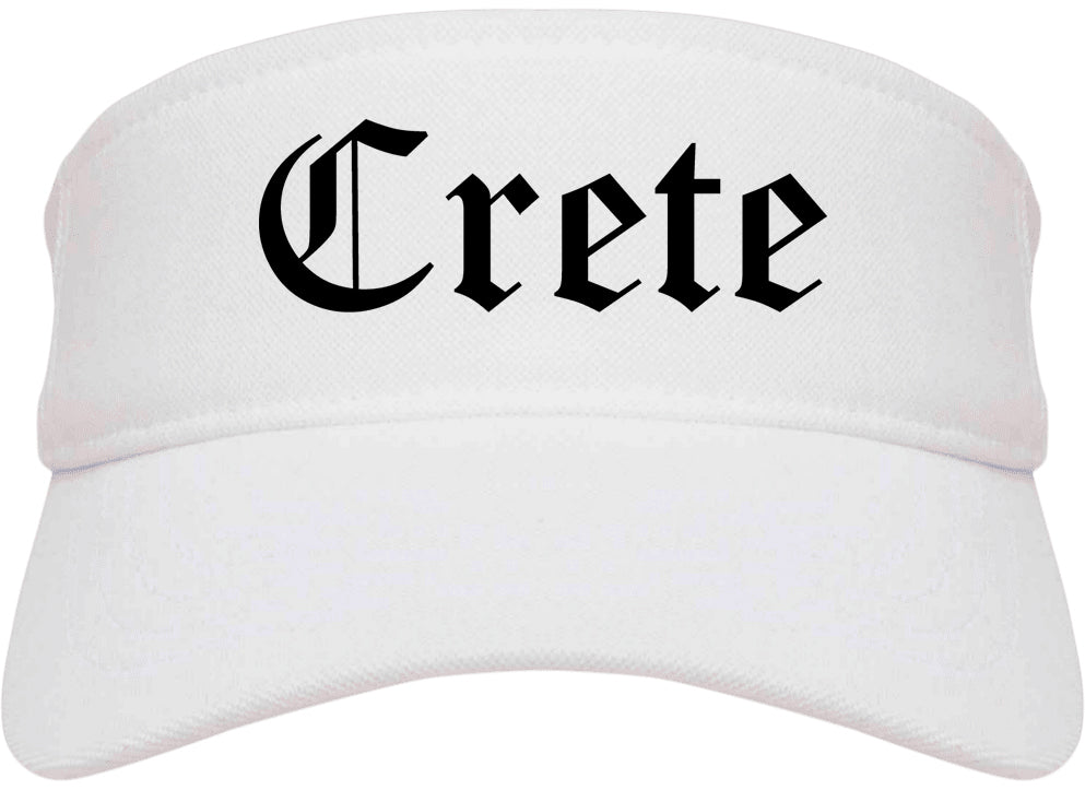 Crete Illinois IL Old English Mens Visor Cap Hat White