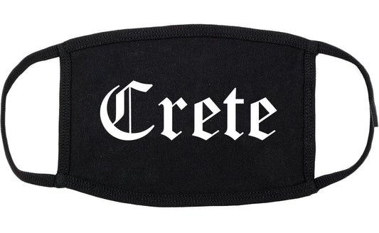 Crete Nebraska NE Old English Cotton Face Mask Black