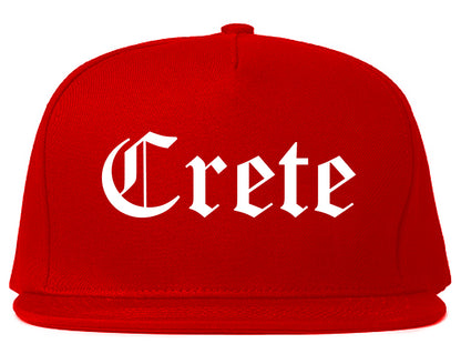 Crete Nebraska NE Old English Mens Snapback Hat Red