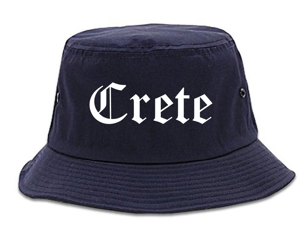 Crete Nebraska NE Old English Mens Bucket Hat Navy Blue