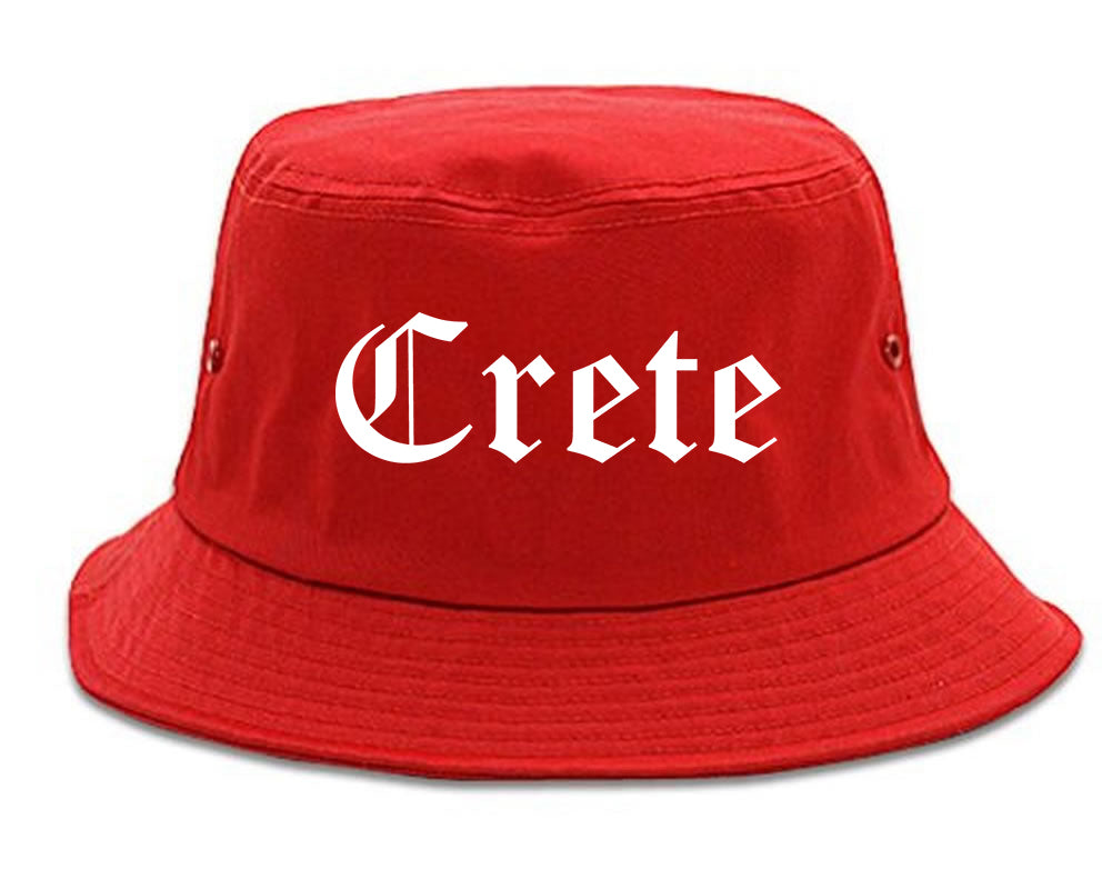 Crete Nebraska NE Old English Mens Bucket Hat Red