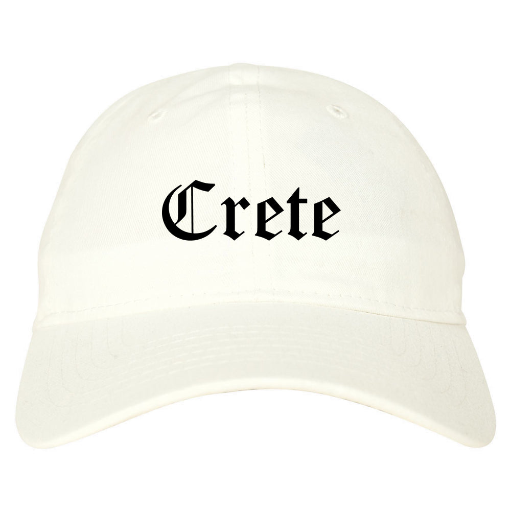 Crete Nebraska NE Old English Mens Dad Hat Baseball Cap White