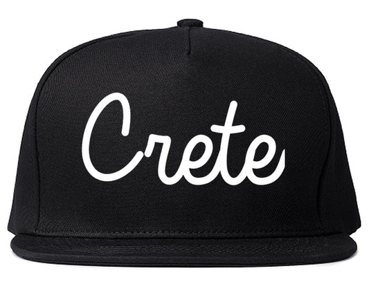 Crete Nebraska NE Script Mens Snapback Hat Black