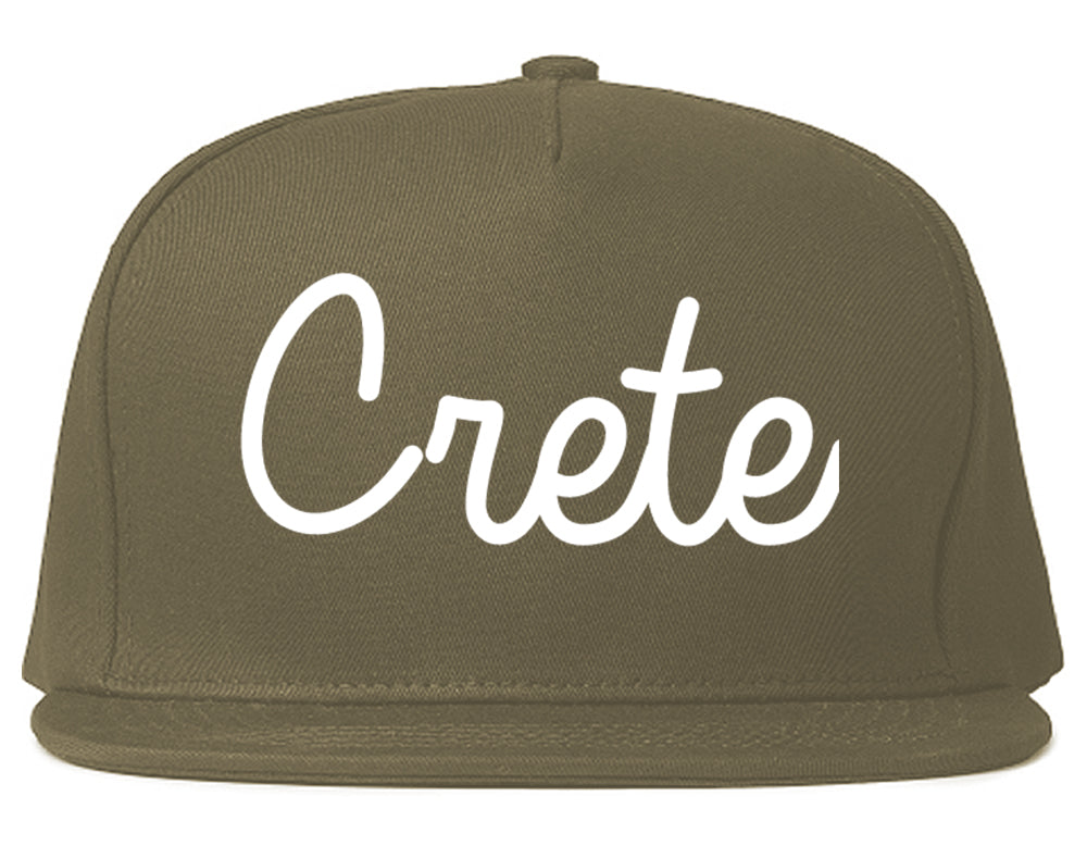 Crete Nebraska NE Script Mens Snapback Hat Grey