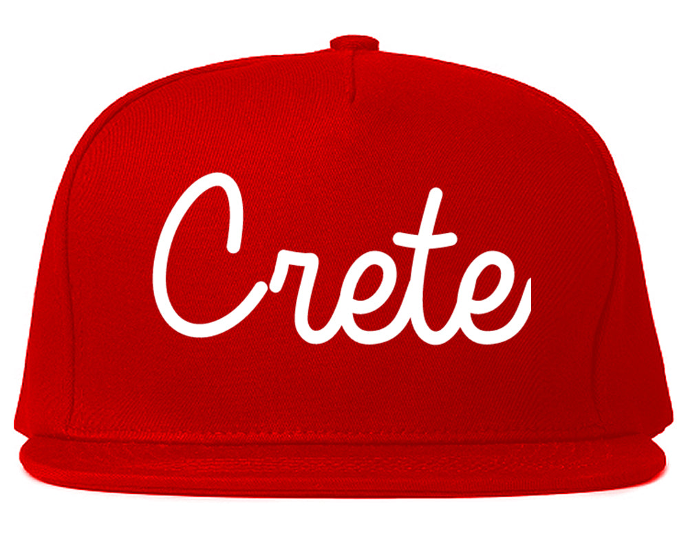 Crete Nebraska NE Script Mens Snapback Hat Red
