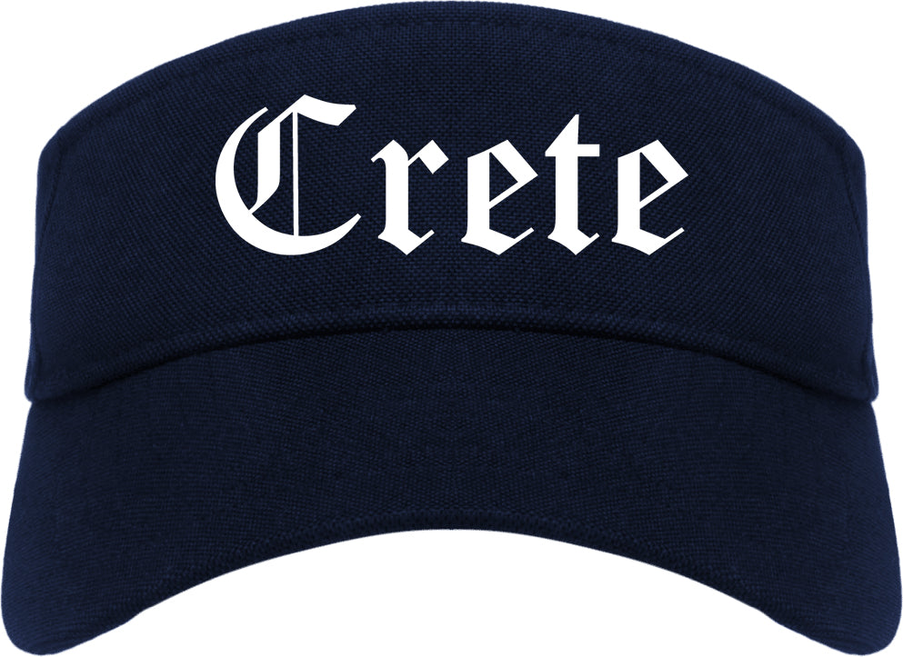 Crete Nebraska NE Old English Mens Visor Cap Hat Navy Blue