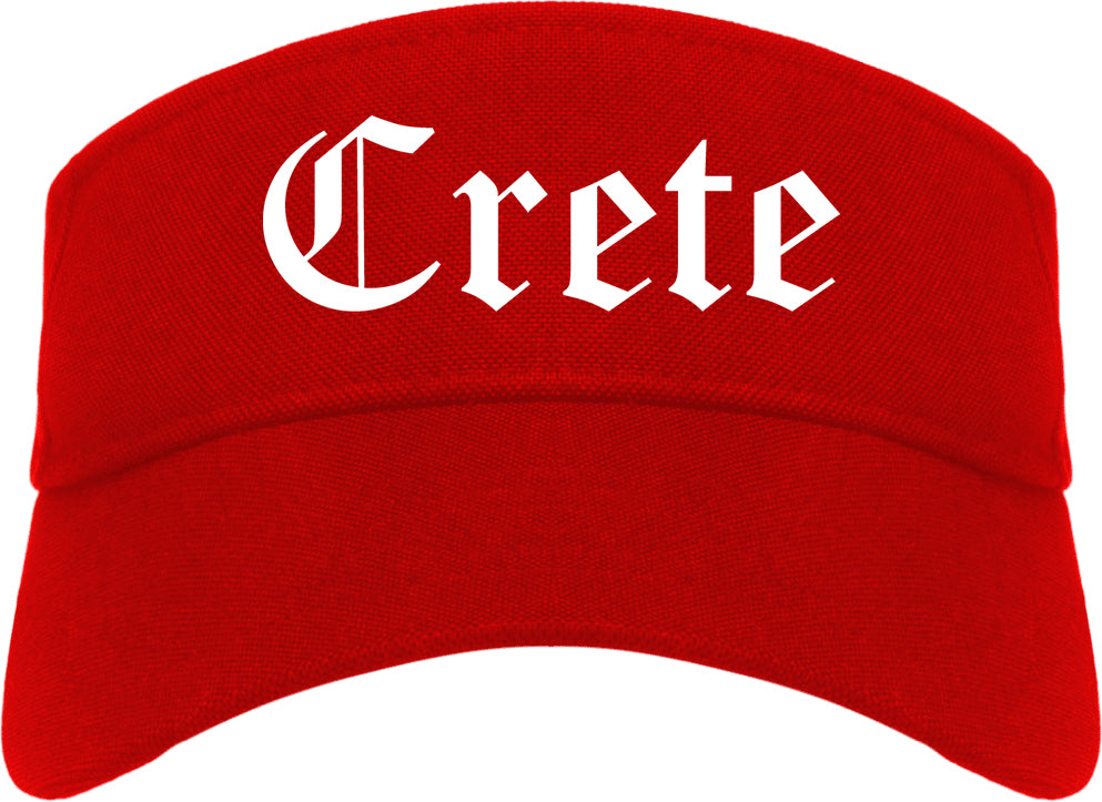Crete Nebraska NE Old English Mens Visor Cap Hat Red