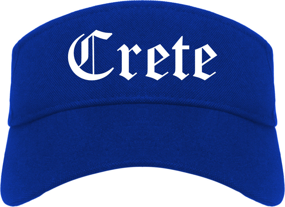 Crete Nebraska NE Old English Mens Visor Cap Hat Royal Blue