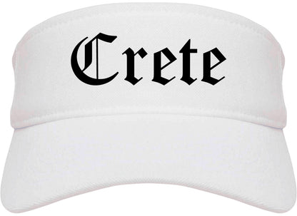 Crete Nebraska NE Old English Mens Visor Cap Hat White