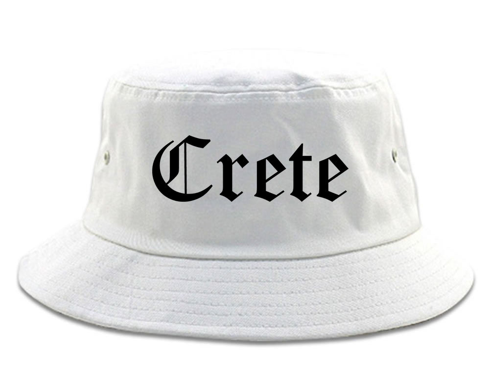Crete Nebraska NE Old English Mens Bucket Hat White
