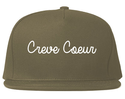 Creve Coeur Illinois IL Script Mens Snapback Hat Grey
