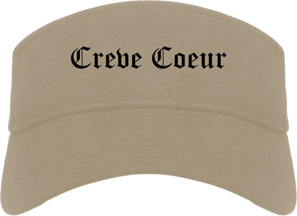 Creve Coeur Illinois IL Old English Mens Visor Cap Hat Khaki