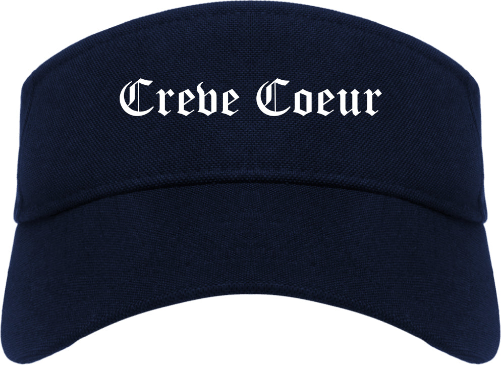 Creve Coeur Illinois IL Old English Mens Visor Cap Hat Navy Blue