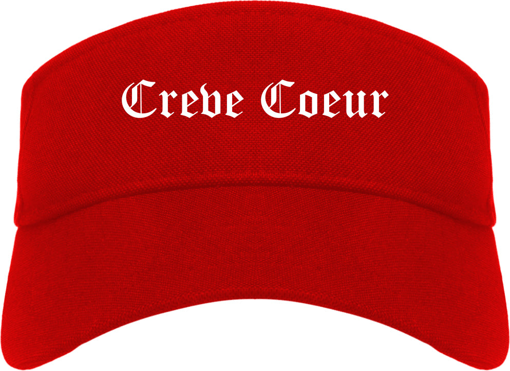 Creve Coeur Illinois IL Old English Mens Visor Cap Hat Red