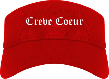 Creve Coeur Illinois IL Old English Mens Visor Cap Hat Red