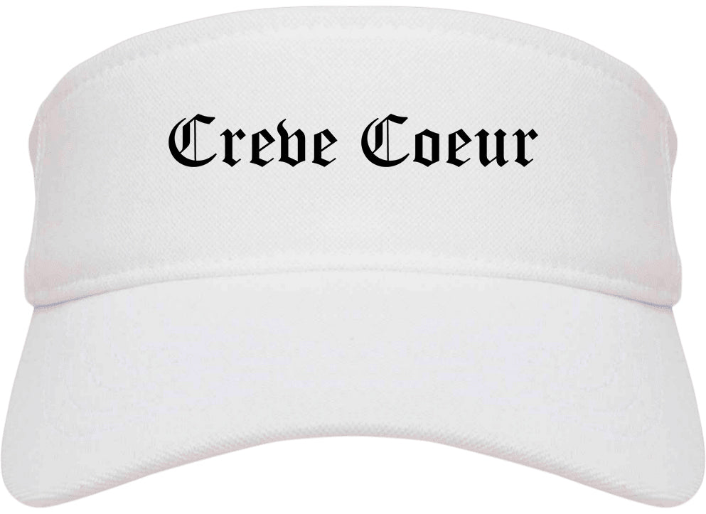 Creve Coeur Illinois IL Old English Mens Visor Cap Hat White